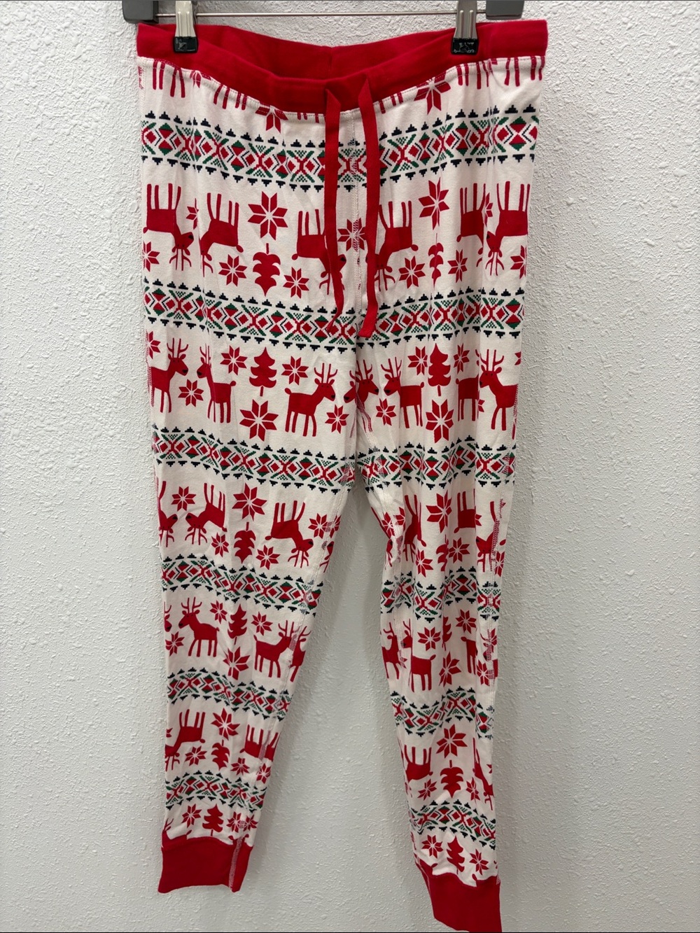 Hanna Andersson Red, White and Green Reindeer Christmas Holiday Pajama Pants